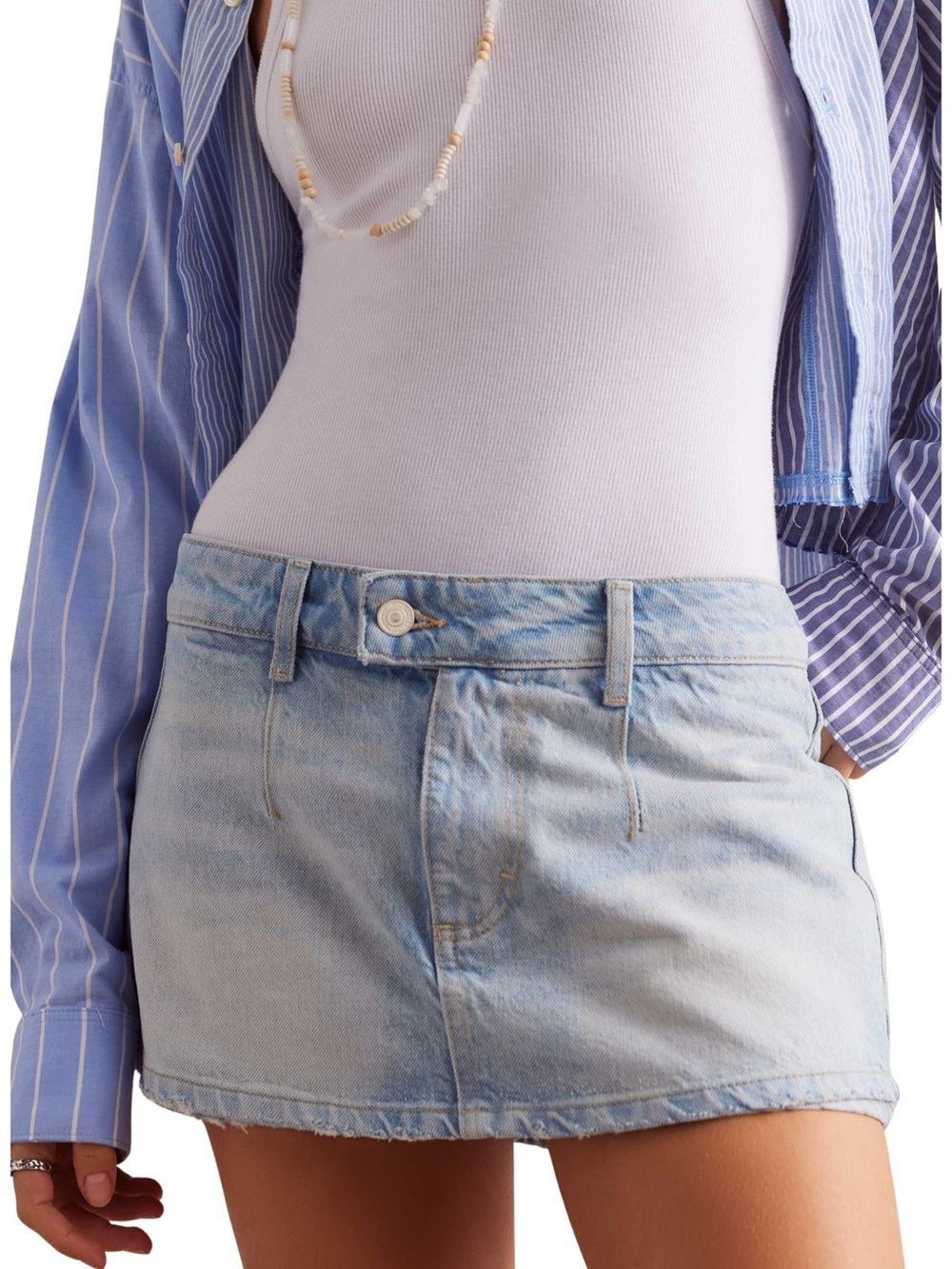 Free People We The Free Light Blue Galivanting Denim Skort